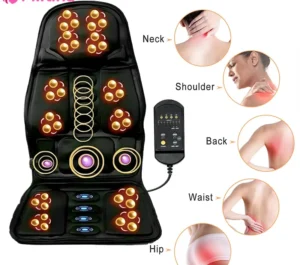 Car Seat Massage Cushion with Heat & Vibration for Back Pain Relief - Home, Office & Auto