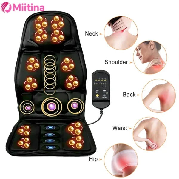 Car Seat Massage Cushion with Heat & Vibration for Back Pain Relief - Home, Office & Auto