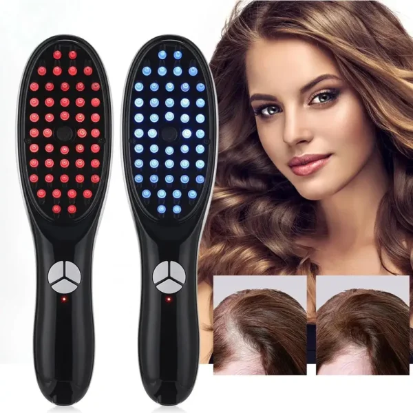 Cross-Border Electric Massage Comb for Hair Loss Prevention & Scalp Stimulation - Red & Blue Light Therapy