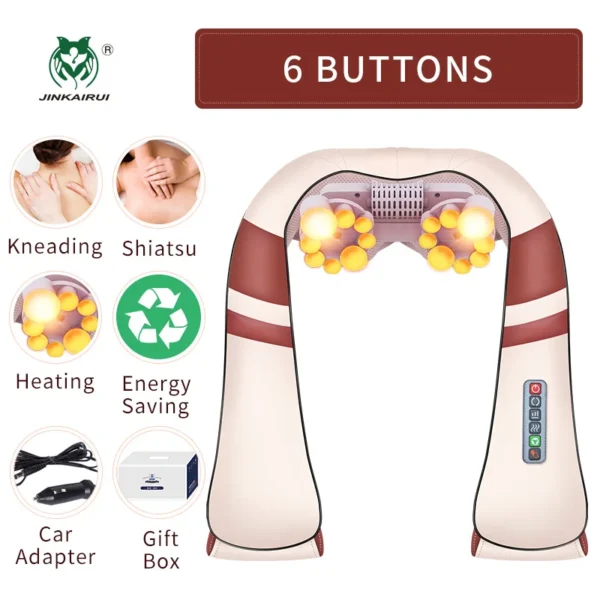 Premium Ergonomic Shiatsu Neck & Shoulder Massager with Heat Therapy